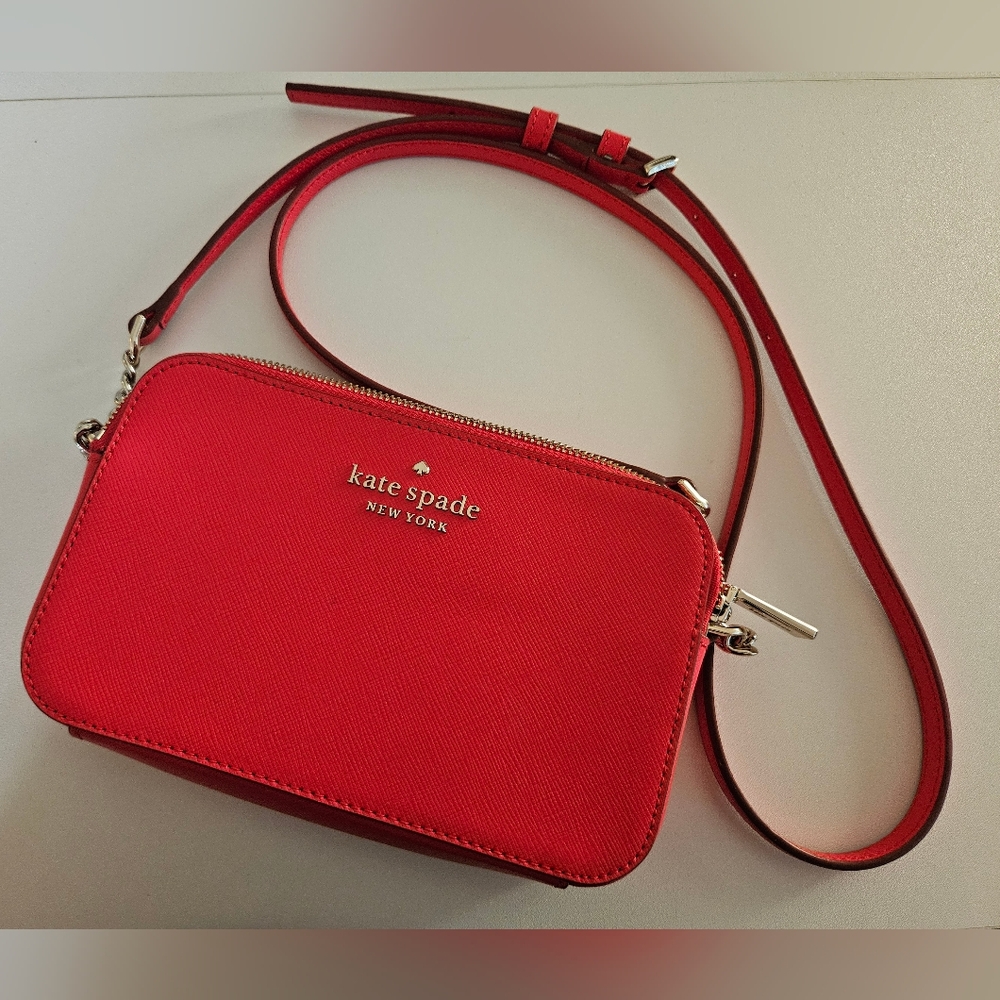 KATE SPADE Red Saffiano Crossbody with Gold Hardware